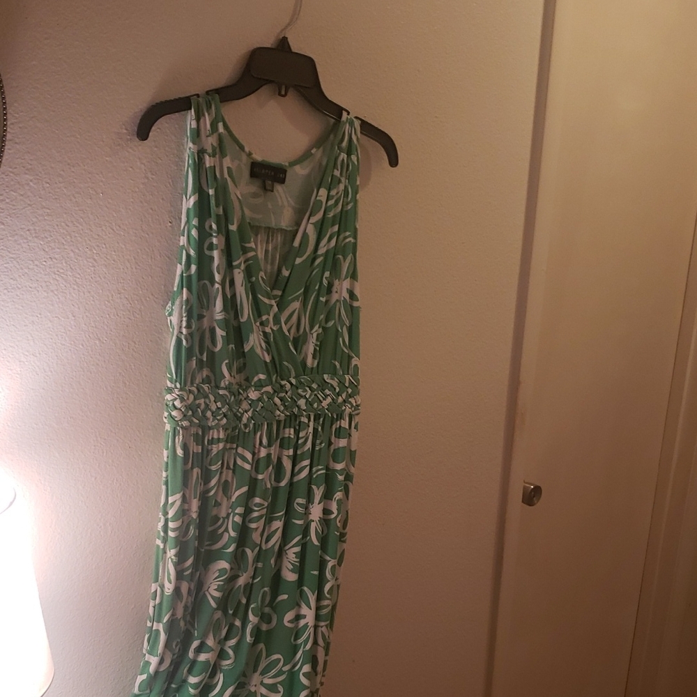 Harper Green and White Floral Maxi Dress